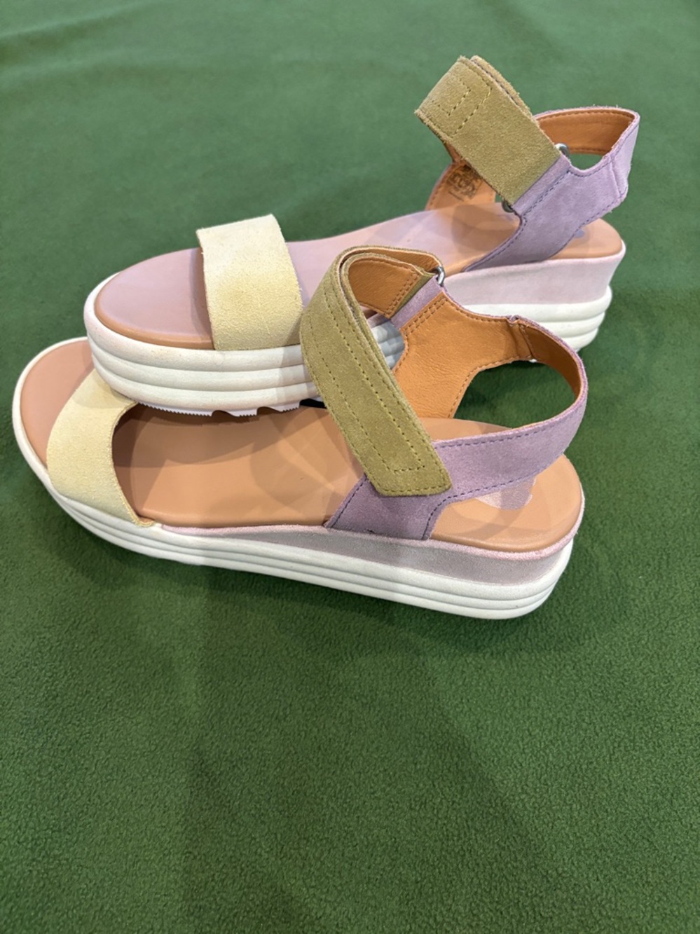 Sorel Women's Pastel Platform Sandals in Lavender and Yellow